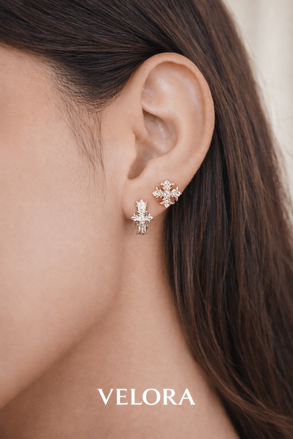 Velora Fleur Cross Studs