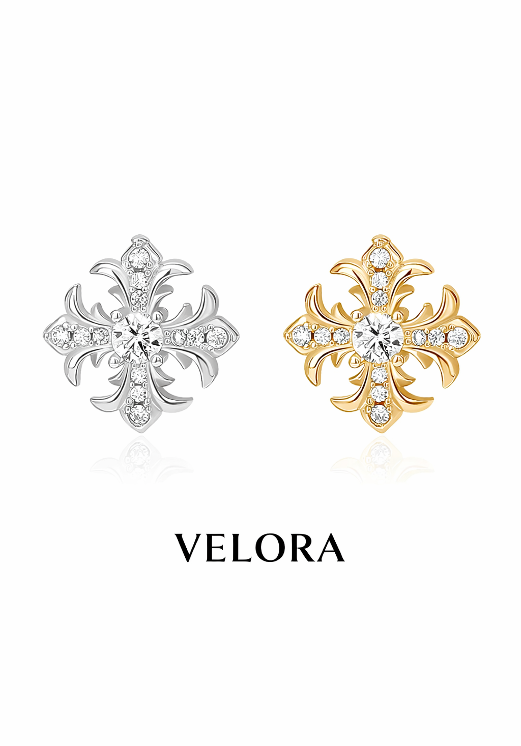 Velora Fleur Cross Studs - velora studio 