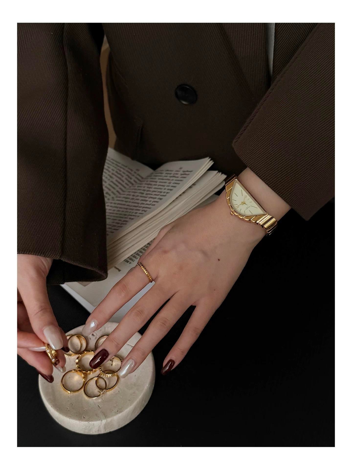 Velora gold Apex Watch Triangular Minimalist Steel Timepiece - velora studio 