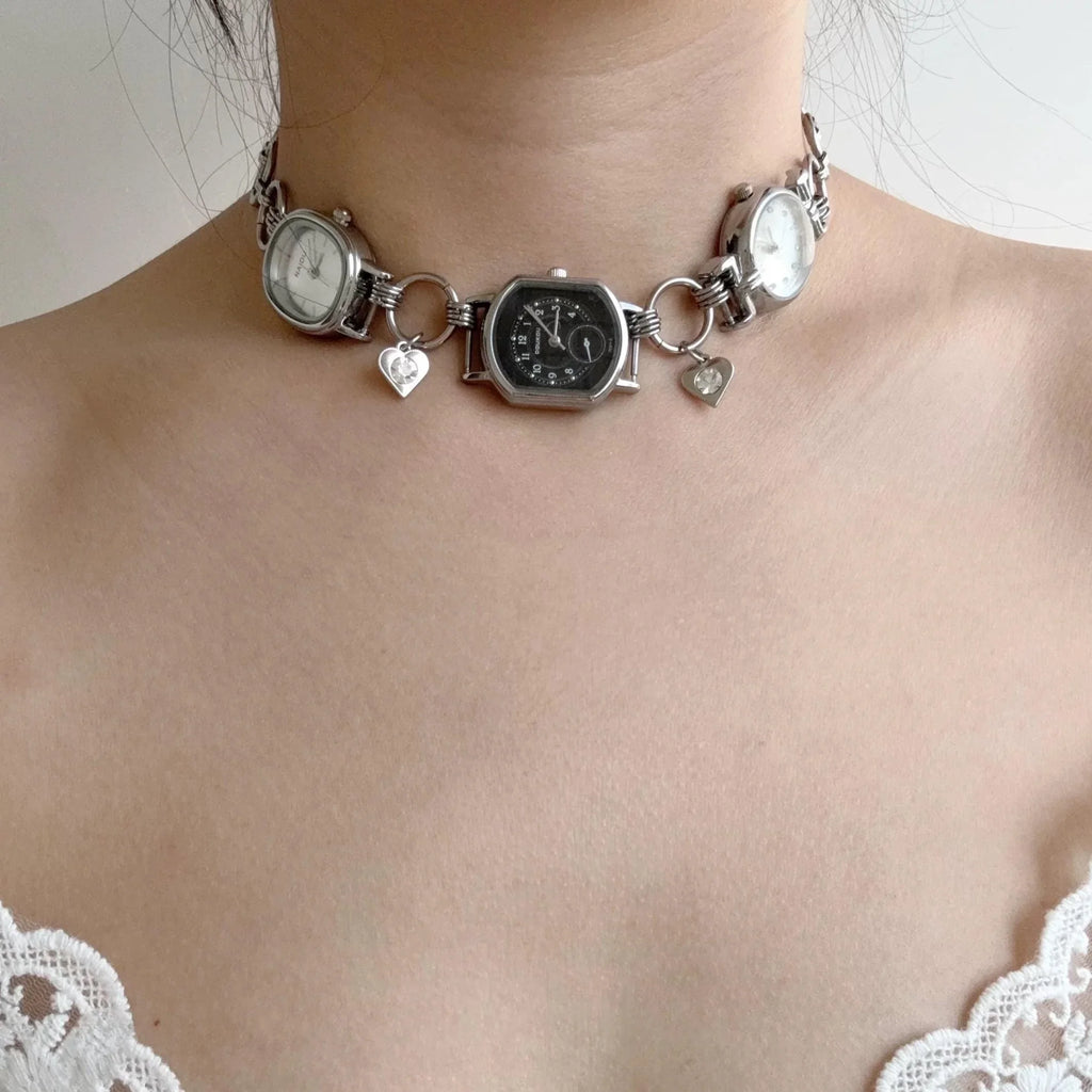 Watch Choker Cross Pendant Necklace - velora studio 