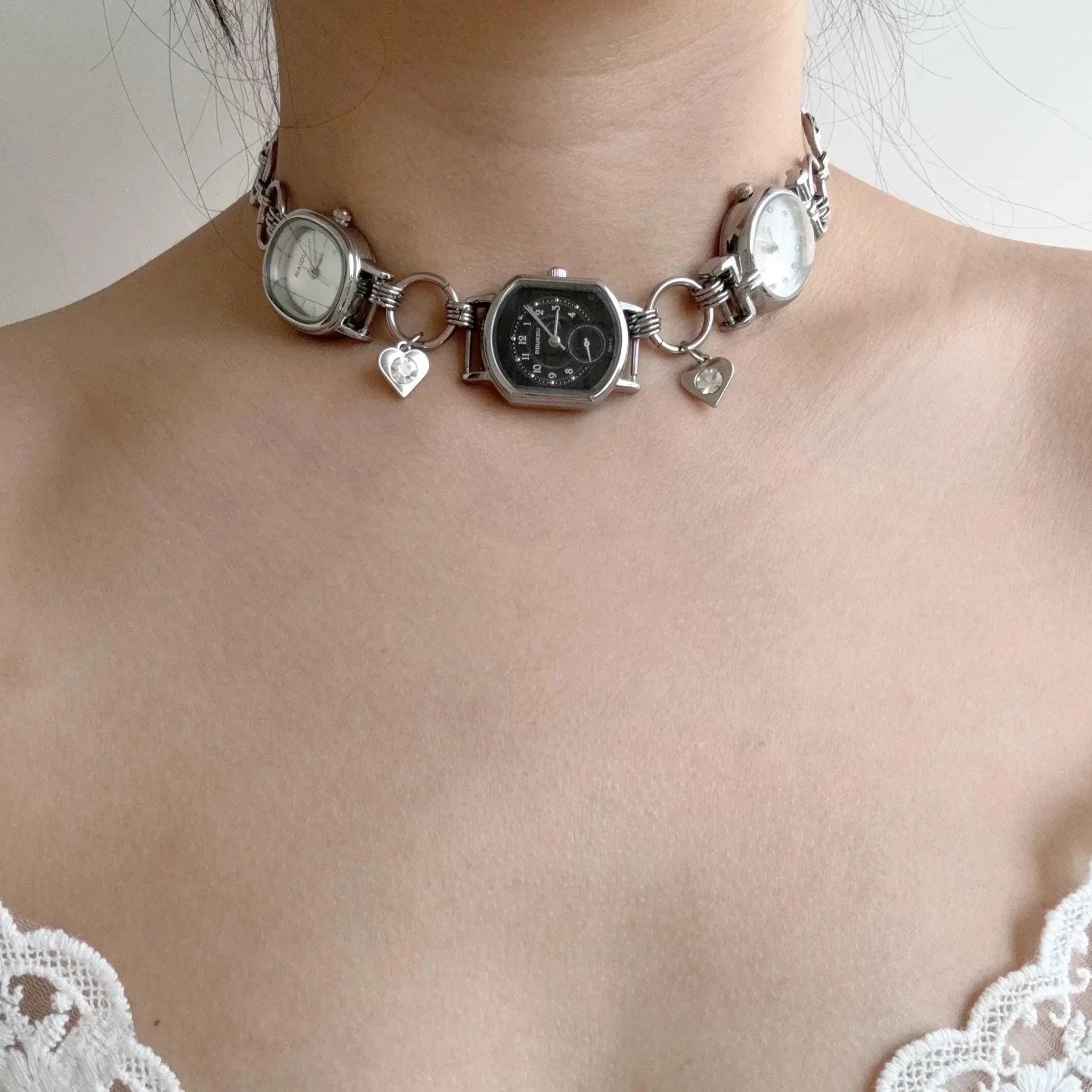 Watch Choker Cross Pendant Necklace - velora studio 