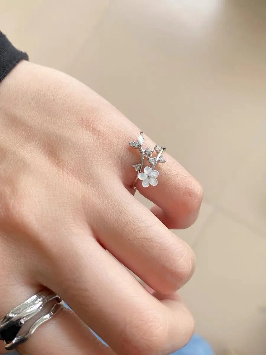 Cherry Blossom Dainty Flower  Ring - velora studio 