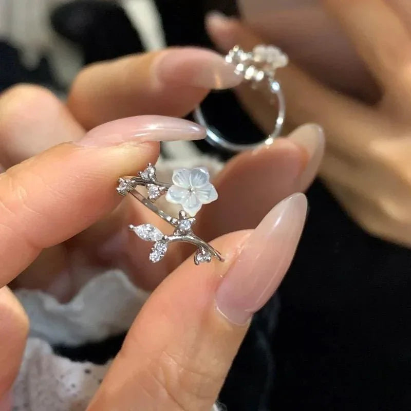 Cherry Blossom Dainty Flower  Ring - velora studio 