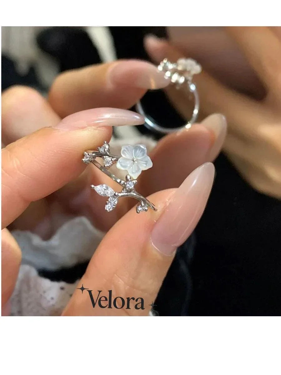 Cherry Blossom Dainty Flower  Ring - velora studio 