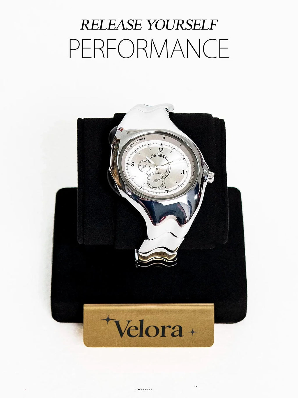Velora Chronograpy Sculpted Steel Watch - velora studio 