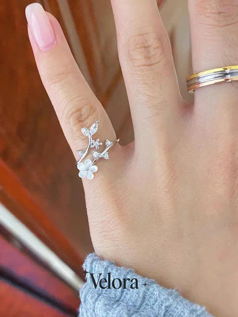 Cherry Blossom Dainty Flower  Ring - velora studio 